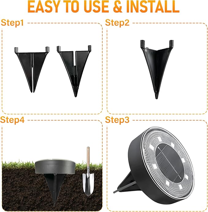 Siatom Solar Ground Lights 12 Pack, IP68 Waterproof Solar In-Ground Light for Outdoor, Flat Landscape Lighting, Garden Disc Light for Pathway, Walkway, and Yard - 12 Pcs (Warm White)