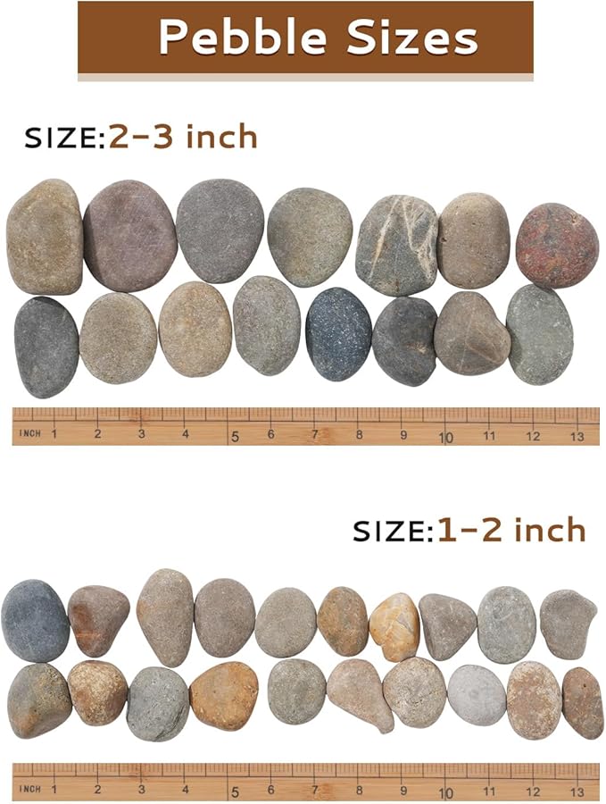 Natural River Rocks-5 lbs of Pebbles and River Stones,2-3 Inch Plant Rocks for Landscaping,Garden Paving,Crafting,Walkways,and Outdoor Decorative Stone,Mexican Beach River Rocks