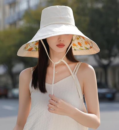 Wide Brim Women Sun Hat Summer Beach Bucket Fishing Hats Metal Wired Edge Packable UV Protection for Hiking Garden Travel