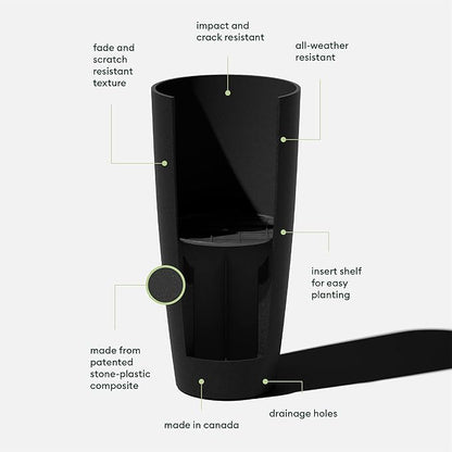 Veradek Mason Series Vega Planter - Round Tall Planter for Indoor or Outdoor Porch/Patio | Made from Plastic-Stone Composite with Drainage Holes | Modern Décor for, Flowers, Interior Plants