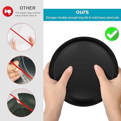 6 Pack of 12 inch Plant Saucer, Plastic Plant Saucer 12" Round, Plant Saucers for Indoors, Plant Water Tray, Plant Trays for Pots, Planter Tray, Plant Saucers for Planter 11-13" (12", Black)