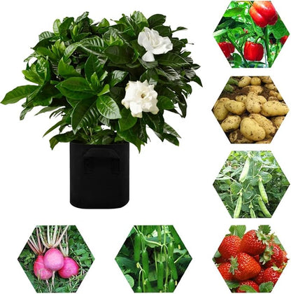 5 Pack 5 Gallon Grow Bags - Black Breathable Fabric Pots Heavy Duty Aeration Fabric Pots Thickened Nonwoven Fabric Pots Plant Grow Bags with Handle