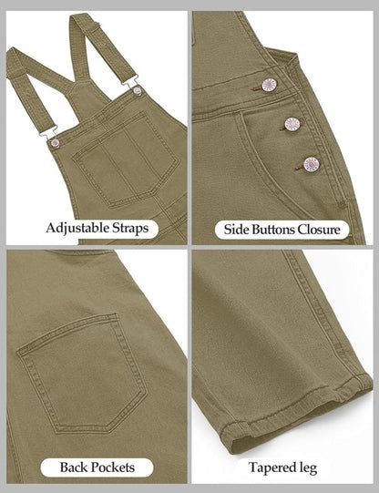 Vetinee Womens Classic Adjustable Straps Pockets Denim Bib Overalls Jeans Pants