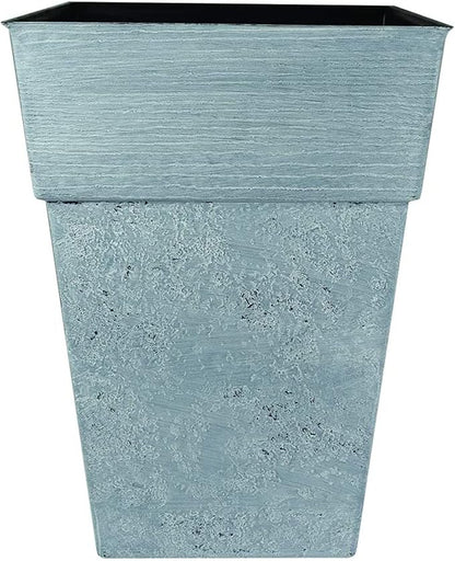 The HC Companies 18 Inch Avino Tall Square Planter - Decorative Indoor Outdoor Plant Pot for Front Porch, Deck, Patio and Home, Oxidized Black
