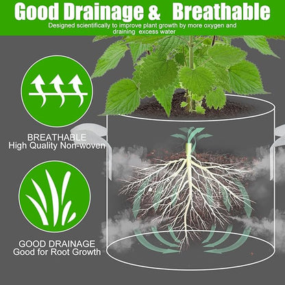 15 Gallon Grow Gags, 6 Pack Multicolor Fabric Plant Pot Bags with Long Handles for Garden Vegetables Flowers, Make Colorful Garden