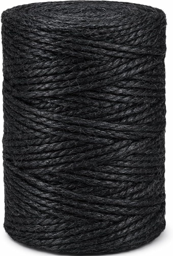 Leecogo Black 2.5mm Jute Twine 328 Feet Heavy Duty Garden Twine String for Gardening Plant Crafts and Decorative Projects