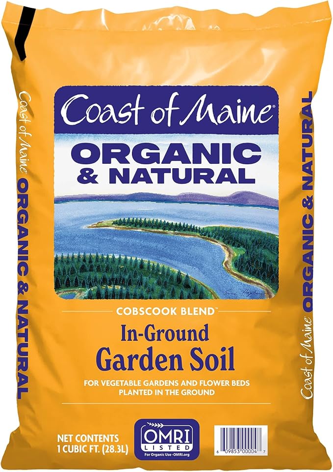 Coast of Maine Organic & Natural Cobscook Blend In-Ground Garden Soil - Multi-Use In Ground Garden Soil with Compost & Sphagnum Peat Moss - Annual & Perennial Flower Beds, or Lawn Care (1 cu ft)