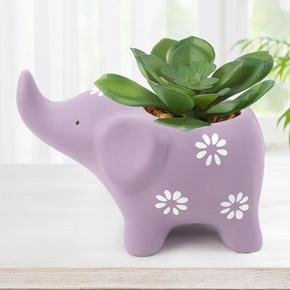 HVEST Elephant Shaped Planter, Cute Purple Animal Elephant Succulent Cactus Plant Pots for Family Friends, Funny Mini Elephant Ceramic Planters for Indoor Home Office Garden Desktop Decoration