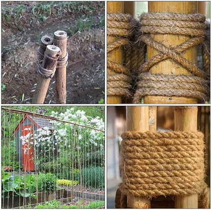 Leecogo 1/4 inch(6mm) Jute Rope, 164 Feet Heavy Duty and Thick Twine Rope for Cat Scratcher Post Tree,Gardening, Crafting, Packing, Bundling and Home Decor