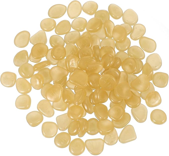 PATIKIL Glowing Stones, 300 Pcs Glow in The Dark Rocks for Indoor Outdoor Fish Tank Decorations Garden Yard Landscaping Gifts for Friends, Orange Yellow