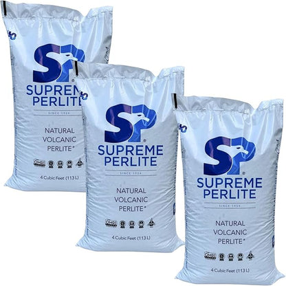 Supreme Perlite 3 Pack Coarse Horticultural Perlite for Potting Soil, Seed Starting, Propagation, Organic Gardening & Soil Aeration, 4 Cu Ft Bag