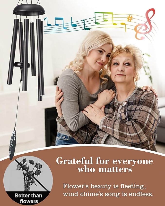 Thank You Gifts for Women Men with 2pc Wind Catchers, 37" Appreciation Wind Chime for Family Friends Hostess Employee Coworkers Colleague Pastor Mentor Nurses Gift (Gift Box + Greeting Card)