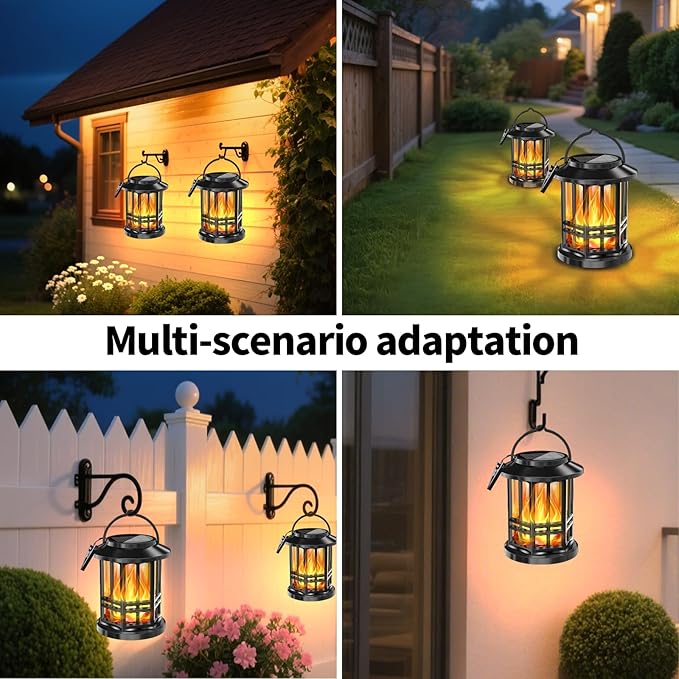 Solar Lanterns Outdoor Waterproof,Flickering Flame Landscape Lanterns ,Solar Powered Outdoor Hanging Lights Decor for Garden, Yard, Patio, Porch 1 Pack
