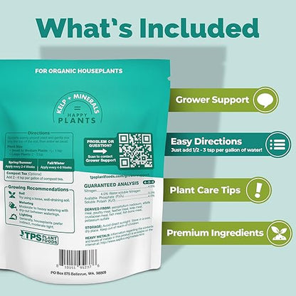 TPS NUTRIENTS Organic Indoor Plant Food, Slow Release Dry Granular Fertilizer for Indoor Houseplants (6 Ounces)