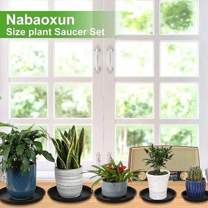 8 Pack 10Inch 12Inch 14Inch 15 Inch Plant Saucer Plastic Plant Saucer Drip Trays Plant Saucers for Indoors Outdoor Plant (10+12+14+15 inch) Black