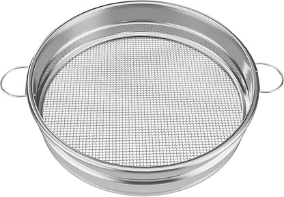 19“ Large Soil Sifter with Handle for Gardening, Dirt Sifter, Compost Sifter, Rock Sand Sifter, Wheelbarrow Sifter, Garden Soil Sieve, Metal Gravel Pellet Worm Sifter, Heavy Duty Bin Outdoor