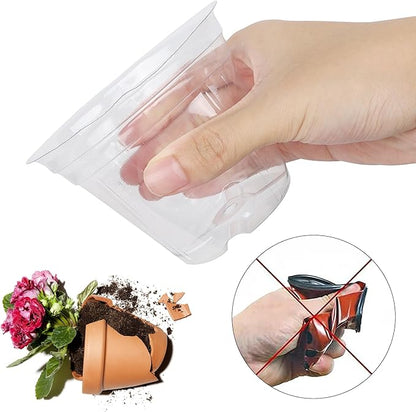 winemana 4 Inch Seed Starter Tray for Vegetable Herb Lettuce Seeds, Plant Pots for Potting Soil Indoor Plants, Clear Nursery Pots Plastic Planting Pots Garden Flower Pots- 60 Packs