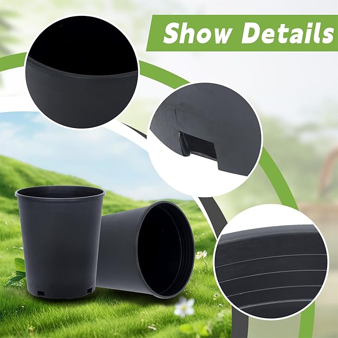 HOSTIC 5 Gallon Flexible Nursery Pots Gallon Pot with Drainage Holes Plastic Plant Container Suitable for Indoor Outdoor Vegetables Flowers Plants 10 PCS