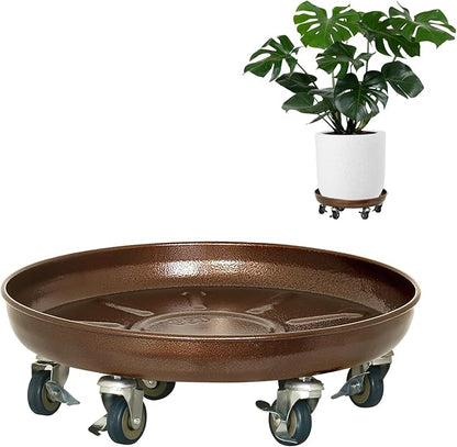 Plant Saucer 17" Rolling Plant Caddy Rolling Plant Stand with Wheels – Heavy Duty Metal, Locking, Sturdy, Rust-Resistant Finish, and Easy to Move, 440 lb Capacity