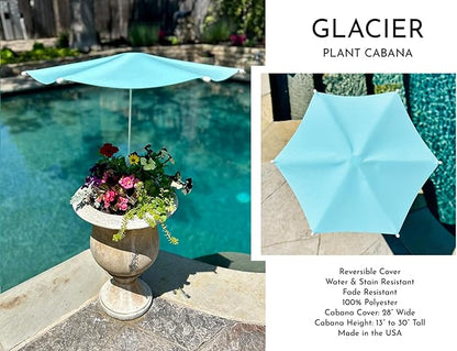 Fixed Plant Shade for Potted Plants 28" x 30" Outdoor Container Sun Shade Cover Premium Fabric Canopy with Fiberglass Frame & Soil Anchor Stripes & Solids Assembly Required