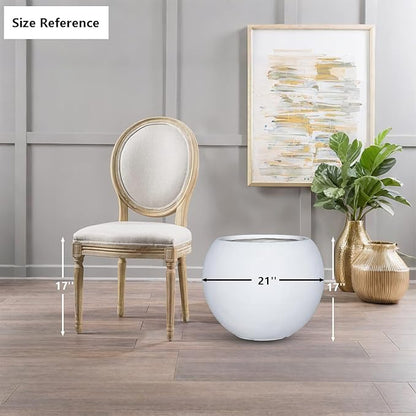 17 H x 21" Dia (15" Pot Opening) White Round Fiberstone Planter/Concrete Planter with Drainage Hole, Indoor/Outdoor Large Plant Pot for Home Patio Garden, Ideal for Large Plants