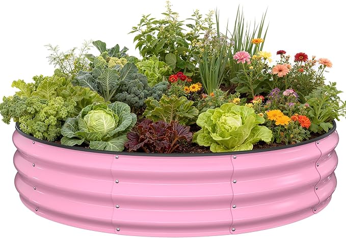 Raised Garden Bed, 4x4x1 FT Round Raised Garden Beds Outdoor, Metal Raised Beds for Gardening Vegetables Flower Herb