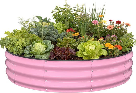 Raised Garden Bed, 4x4x1 FT Round Raised Garden Beds Outdoor, Metal Raised Beds for Gardening Vegetables Flower Herb