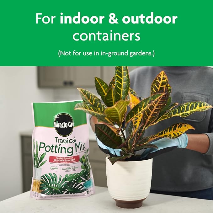 Miracle-Gro Tropical Potting Mix - Growing Media for Tropical Plants Living in Indoor and Outdoor Containers, 6 qt. (4-Pack)