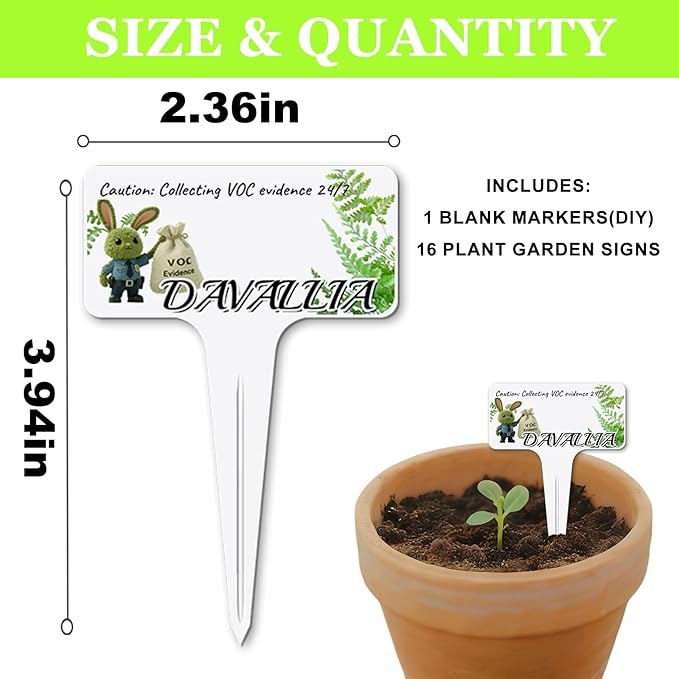 Whimsical Air Purifying Plant Character Garden Markers-17Pcs Garden Labels for Indoor House,Durable Waterproof Signs for Snake Plant,Housewarming Gift,New Home House Gift