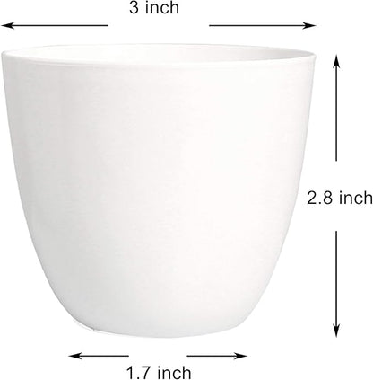 Youngever 10 Pack 3 Inch Mini Plastic Planters Indoor Flower Plant Pots, White Gardening Pot with Drainage for All House Plants, Flowers, Herbs, Succulents, NO Plant Included (Modern)