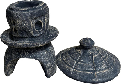 Solid Rock Stoneworks Small Round Concrete Pagoda Statue for Garden, Japanese/Chinese/Asian Style- Autumn Brown Color