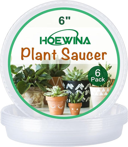Plant Saucer - 6 Pack 6 Inch Plastic Plant Trays for Pots with Plant Tray Design - Plant Saucers for Indoors and Outdoors No Holes Use - Plastic Plant Saucer for Potted Plants - Plant Drip Trays
