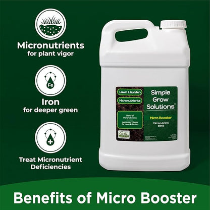 Micronutrient Booster- Complete Plant & Turf Nutrients- Simple Grow Solutions- Garden & Lawn Fertilizer- Grower, Gardener- Liquid Food for Grass, Tomatoes, Flowers, Vegetables (2.5 Gallon)
