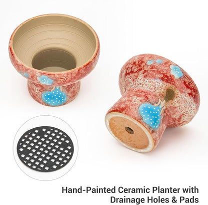 7.5 Inch Succulent planters, Pretty Hand Painted Bonsai pots with Drainage Holes for Cacti & Indoor Plants, Artistic Flower Pot for Outdoor Garden & Windowsill Décor