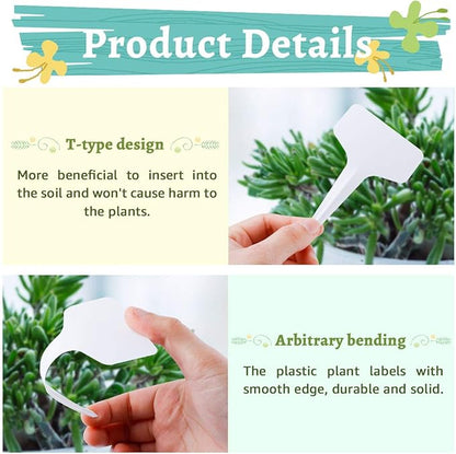 eZAKKA Plant Labels, 500 pcs Plastic Plant Tags T-Type Nursery Garden Labels Markers, 6x10cm / 2.4"x 4"