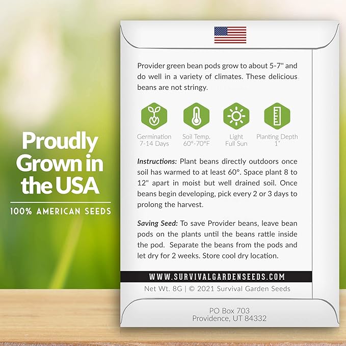 Provider Bush Bean Seeds for Planting - 3 Packs with Instructions to Plant and Grow Stringless Green Beans in Your Home Vegetable Garden - Non-GMO Heirloom Variety - Survival Garden Seeds (3 Packs)