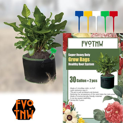 2-Pack 30 Gallon Plant Grow Bags, Thickened Nonwoven Fabric Pots with Handles,Sturdy Garden Planters Aeration Gardening Container to for Plants, Vegetables, and Flowers
