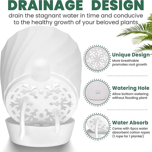 Plant Pots with Drainage, Self Watering Pots for Indoor Plants, Home Decor Flower Planters, 6 Pack Plastic Planters Succulent Pots, Mix Color