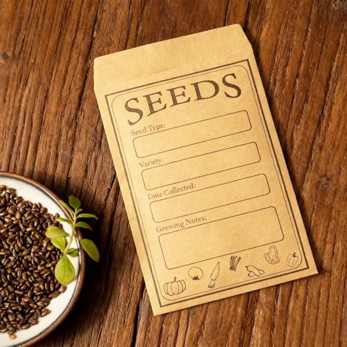 Seed Storage Organizer Binder – Holds 100 Seed Packets, Seed Packet Organizer Book w/Side Loading Sleeves, 4 Kraft Paper Dividers, Extra Pockets, 10 Blank Envelopes, Gift for Garden Enthusiasts.