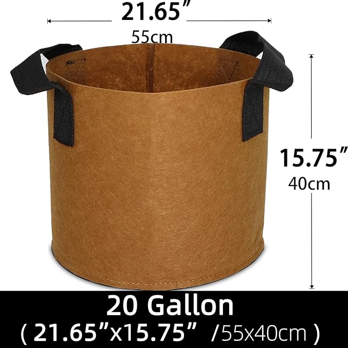 Grow Bags,Growing Pot Bags Garden Grow Bag Indoor Outdoor Fabric Aeration Plant Pot Container Flower Vegetable Pouch (Coffee,20Gallon)