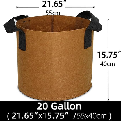 Grow Bags,Growing Pot Bags Garden Grow Bag Indoor Outdoor Fabric Aeration Plant Pot Container Flower Vegetable Pouch (Coffee,20Gallon)