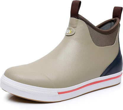 WTW Unisex Rain Boots for Men and Women Waterproof Rubber Fishing Deck Boots Neoprene Boots Slip on Ankle Garden Shoes