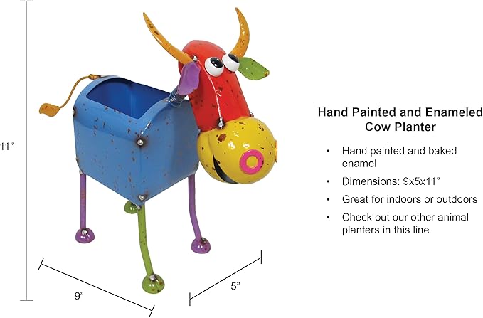 Continental Art Center Colorful Cow Planter- Lawn & Garden DÉCOR