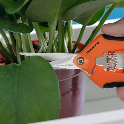 1 Pack Garden Pruning Shears with Straight Blades Trimming Scissors, Gardening Hand Pruning Snips Titanium Coated Precision Bonsai Pruning Shears, Convenient Flower Cutters (Orange)