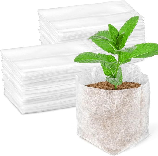 MAQIHAN Nursery Grow Bags - 100 PCS Non-Woven Fabric Grow Bags for Seedlings, Square Small Plant Nursery Bags for Seed Starting, Transplanting, Vegetables, Flowers, Home Garden Greenhouse, 4.7" x 4.7"