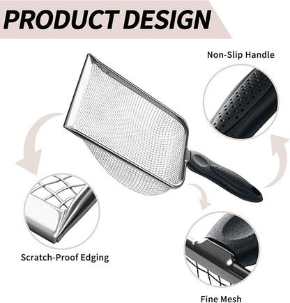 2 PCS 2-in-1 Gardening Soil Sifter Set with 2/2.8mm Mesh, Garden Sieve & Shovel Sifter Screen Potting Scoop for Sand, Dirt, Rock Compost, Stainless Steel & Ergonomic Handle