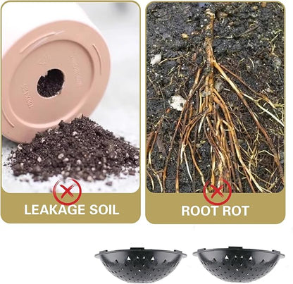 30 PCS Flower Pot Hole Mesh Pad, 3 Assorted Sizes Semi-Arc Plastic Planter Bottom Drainage Mats for Bonsai Plant, Succulents, Potting, Breathable Gasket Prevent Clogging and Soil Loss, Black