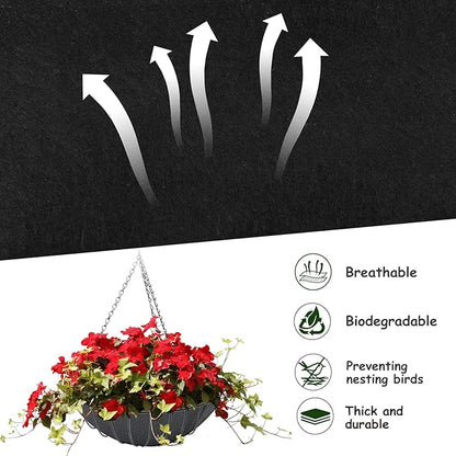 12x160 Inch Fabric Planter Liner Non Woven Plant Felt Roll Black Coco Alternative Coconut Basket Replacement Easy to Cut for Hanging Flower Basket Window Box