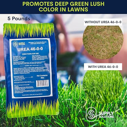 Supply Solutions Urea 46-0-0 Nitrogen Fertilizer to Stimulate Lush Growth and Deep Green Color - Plant Food Plant Fertilizer for Plants Lawn Garden - Bloom Booster for Flowers, Fruits (5lbs)