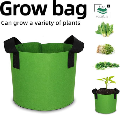 Grow Bags,Growing Pot Bags Garden Grow Bag Indoor Outdoor Fabric Aeration Plant Pot Container Flower Vegetable Pouch (Green,7 Gallon)
